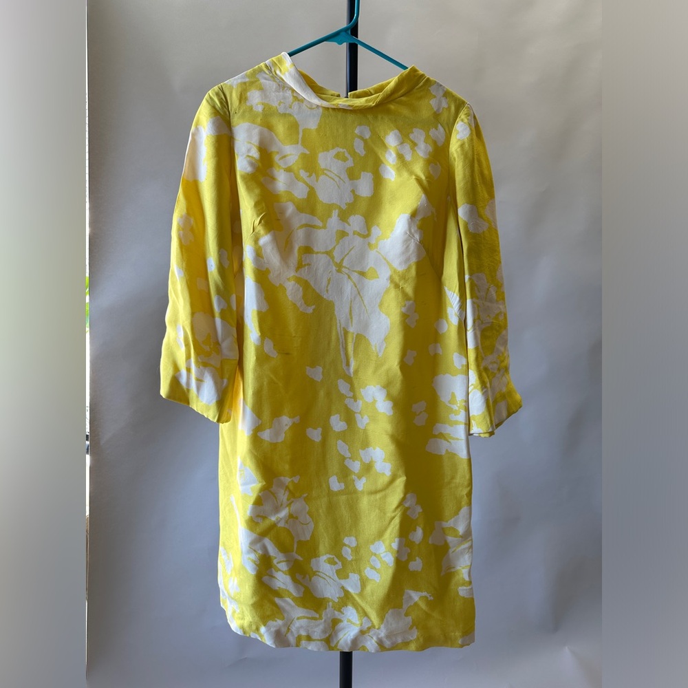 Mod vintage yellow silk mini dress